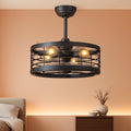 16.5 Inch Black Ceiling Fan Industrial Cage Design