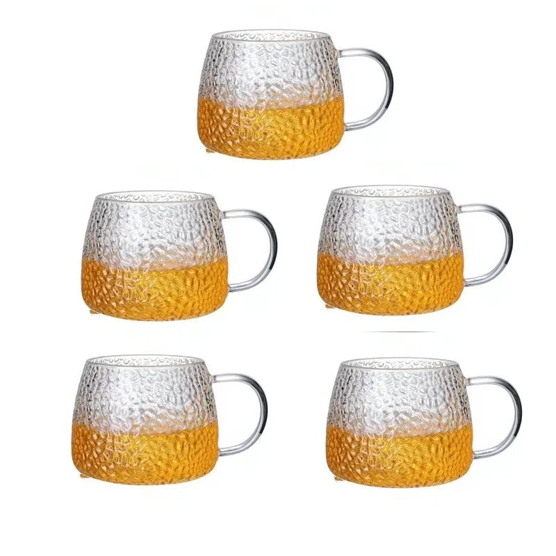 DecorBites™ Borosilicate Glass Water Cup with Handle - Heat Insulation Lemon Tea & Juice Cup