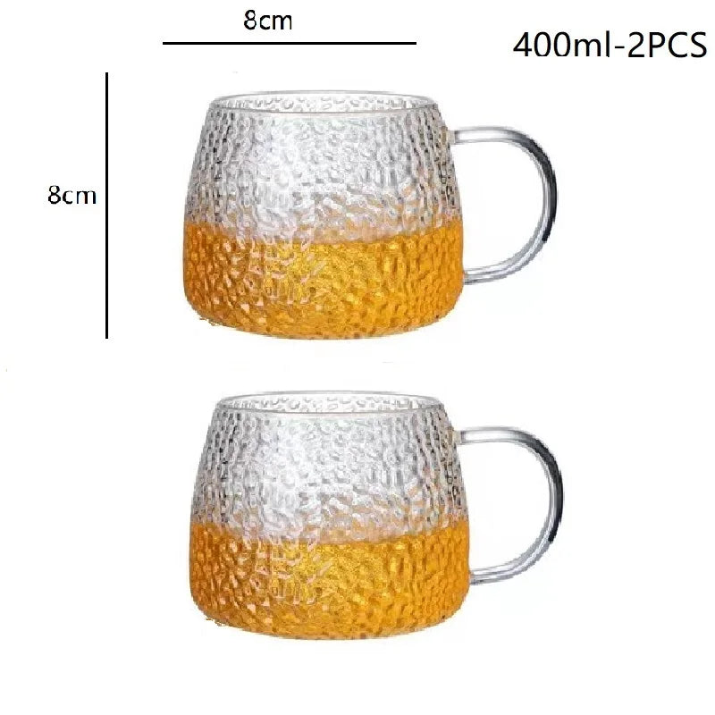 DecorBites™ Borosilicate Glass Water Cup with Handle - Heat Insulation Lemon Tea & Juice Cup