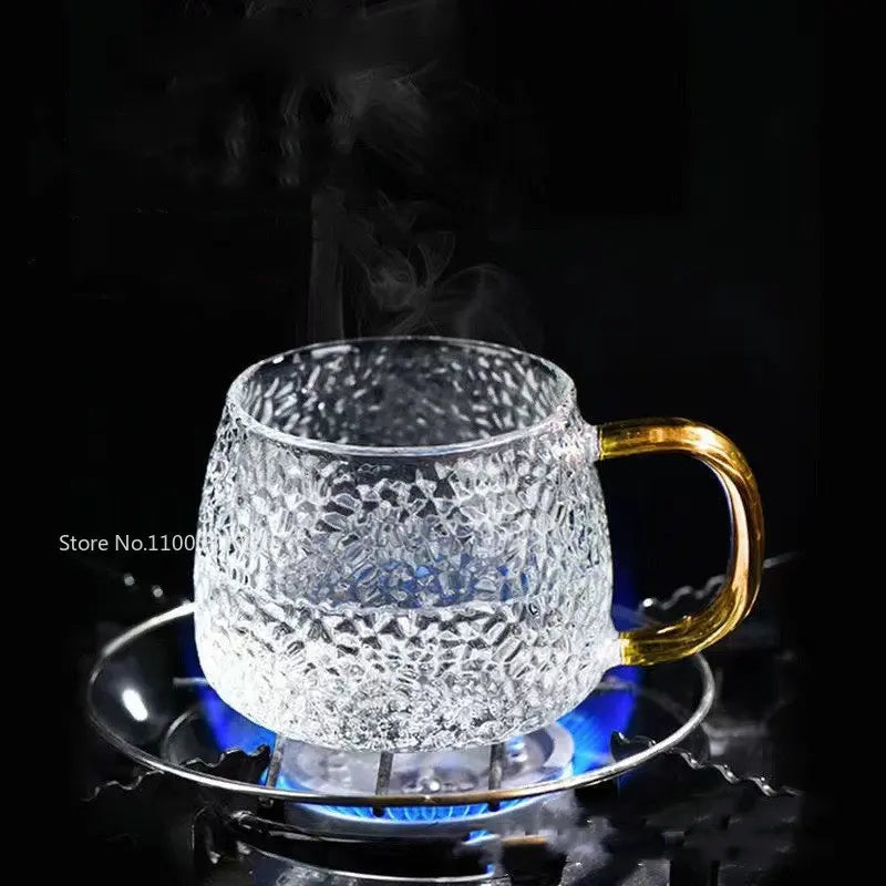 DecorBites™ Borosilicate Glass Water Cup with Handle - Heat Insulation Lemon Tea & Juice Cup