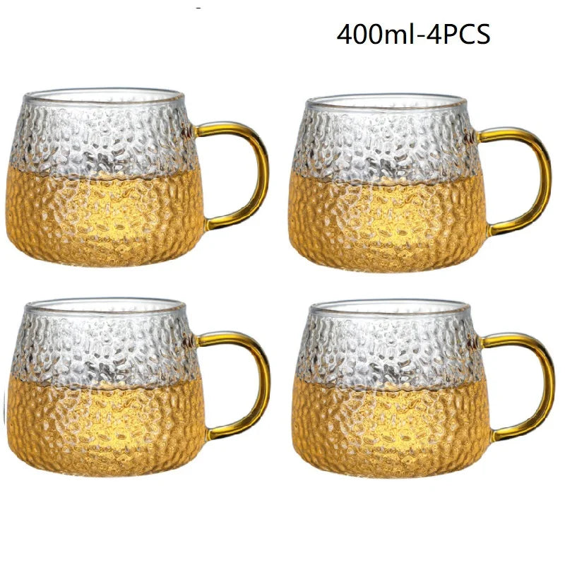 DecorBites™ Borosilicate Glass Water Cup with Handle - Heat Insulation Lemon Tea & Juice Cup