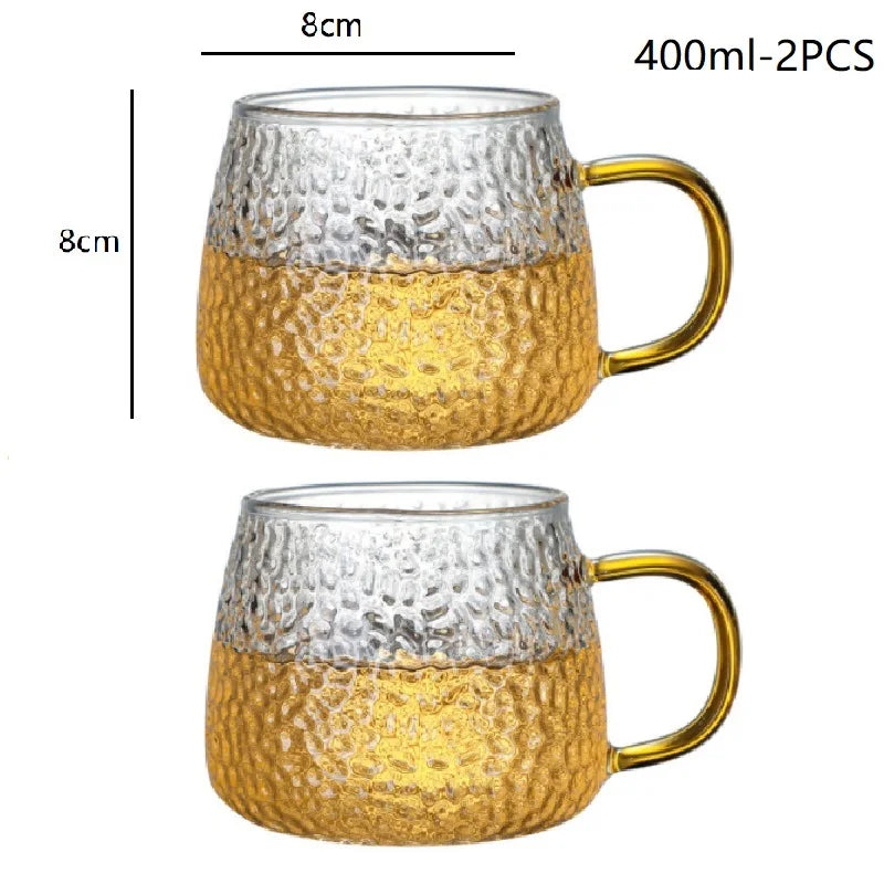 DecorBites™ Borosilicate Glass Water Cup with Handle - Heat Insulation Lemon Tea & Juice Cup