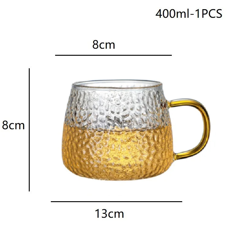 DecorBites™ Borosilicate Glass Water Cup with Handle - Heat Insulation Lemon Tea & Juice Cup