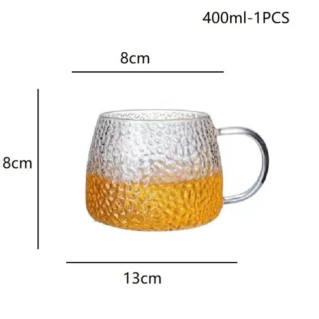 DecorBites™ Borosilicate Glass Water Cup with Handle - Heat Insulation Lemon Tea & Juice Cup