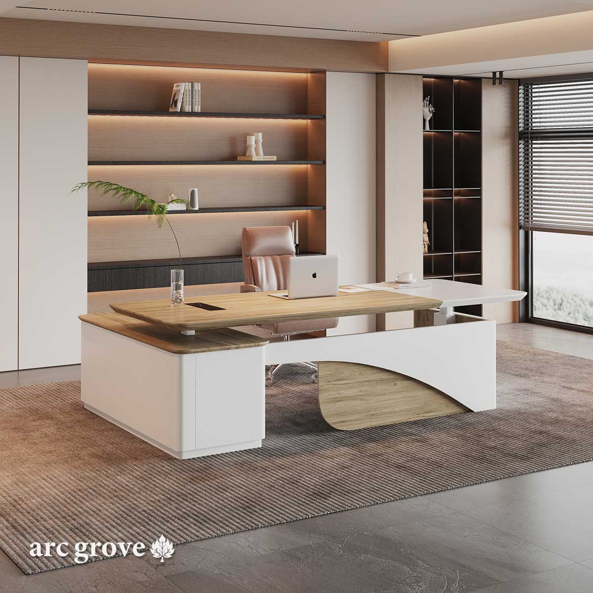 Albion · Executive L-Shaped Standing Desk, Adjustable Height