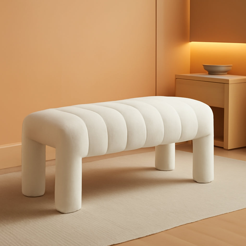 42.5 Inches Boucle Ottoman Bench Footrest Entryway