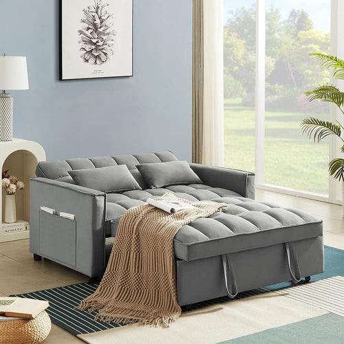Adjustable Backrest Sleeper Sofa Bed With Pull Out