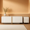 White TV Stand 80 Inch For Living Room Entertainment Center