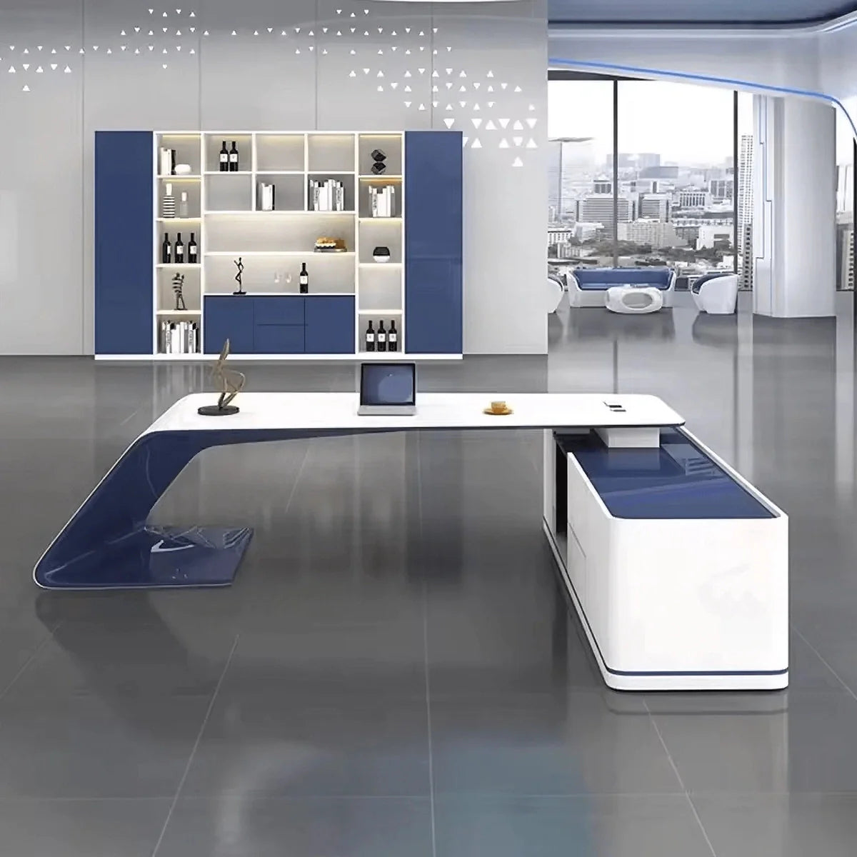 Euclid · Modern White L-Shaped Executive Desk