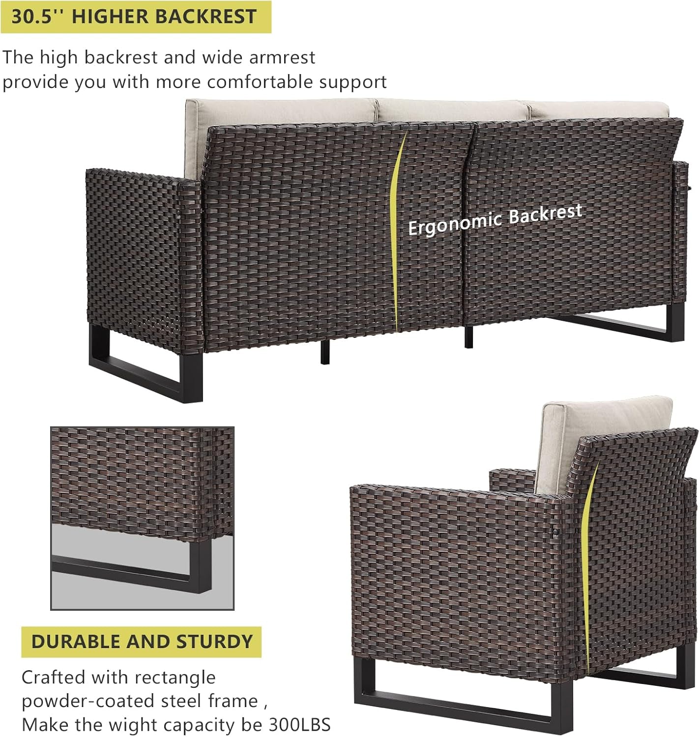 10 Piece Outdoor Sectional Sofa Set with Swivel Chairs