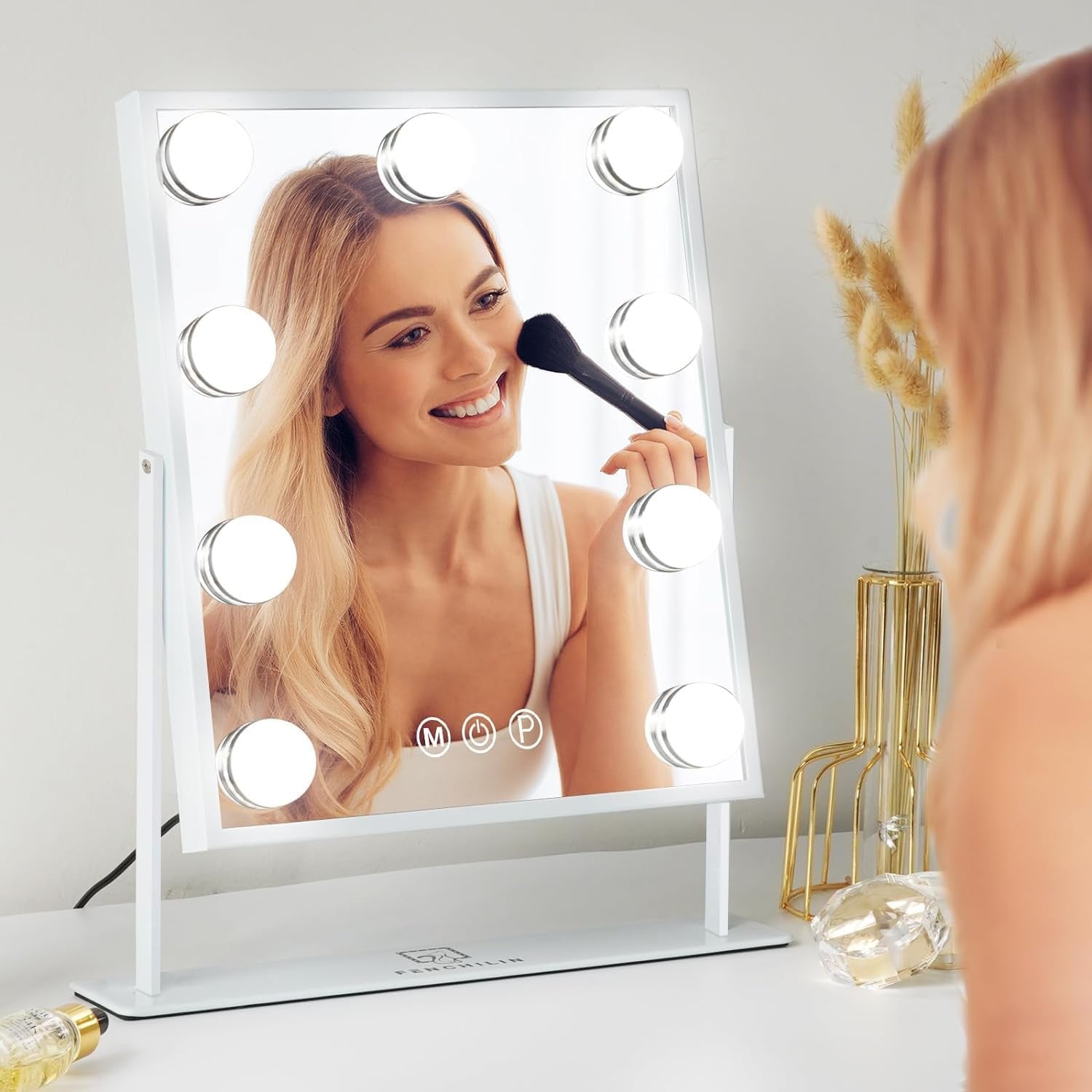 White Vanity Mirror With Light 10X Magnification LED