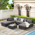 8 Pieces Outdoor Patio Sectional Sofa Couch with Washable Cushions & Glass Coffee Table