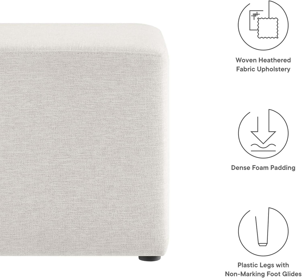 Callum 17 Inch Ivory Square Hand crafted Textured Woven Ottoman