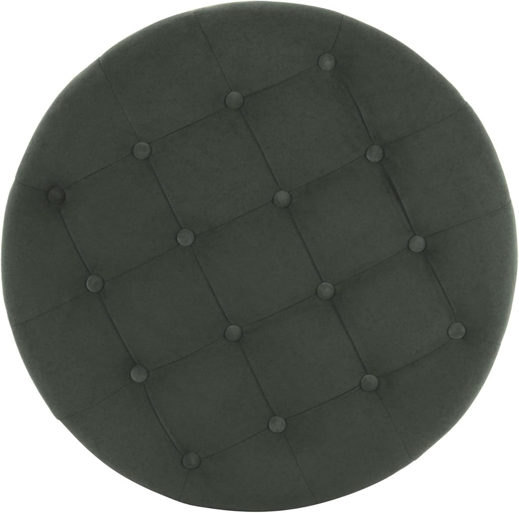 Handcrafted Loden Green Velvet Storage Ottoman 28In