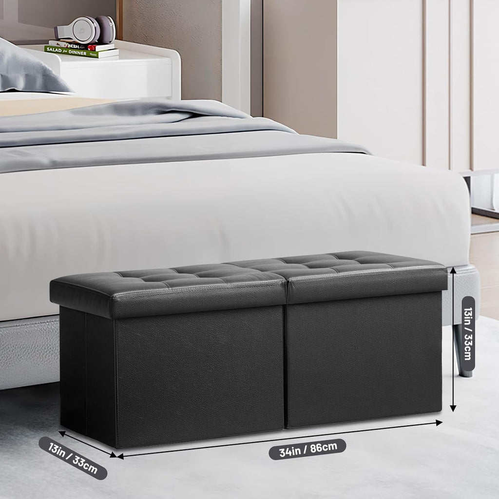 Ottoman With Premium Black Storage 34 Inch Dimension