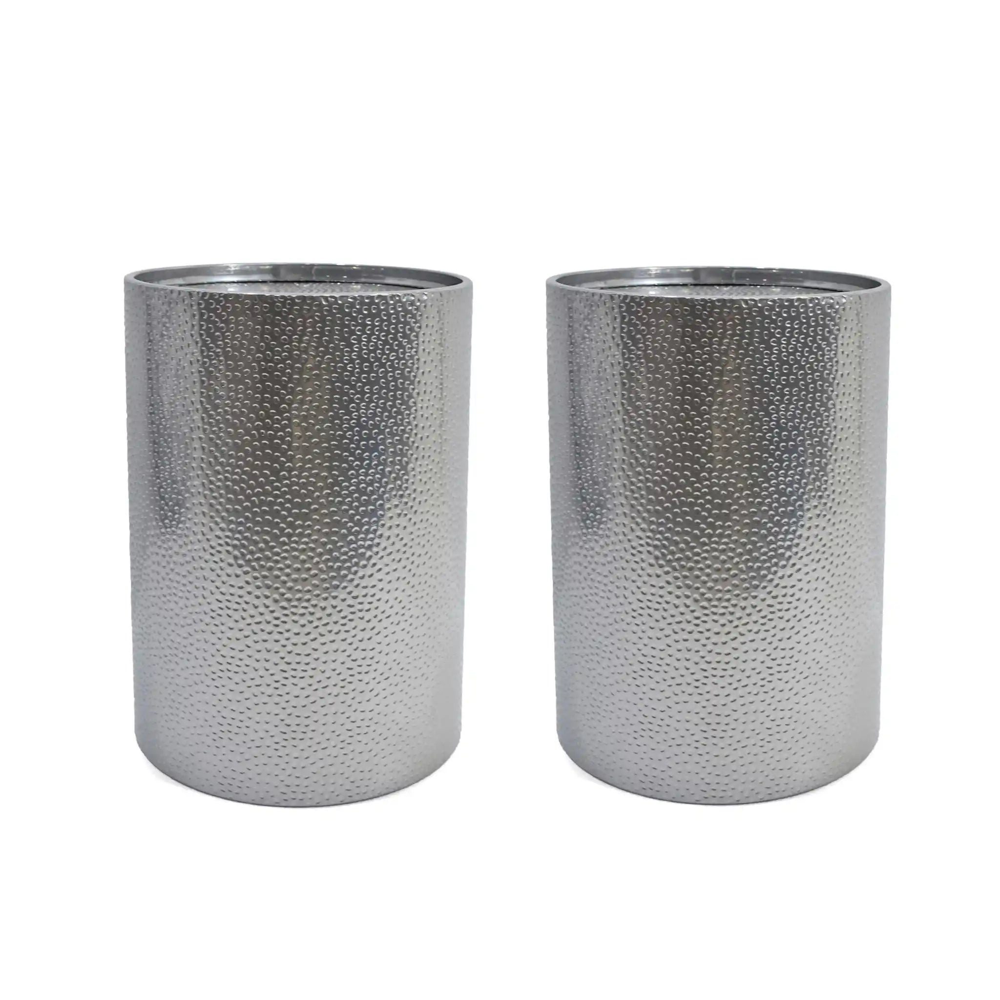 Modern Round Accent Table With Hammered Surface