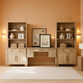 Oak 56 Inch Distressed Contemporary Workstation Desk