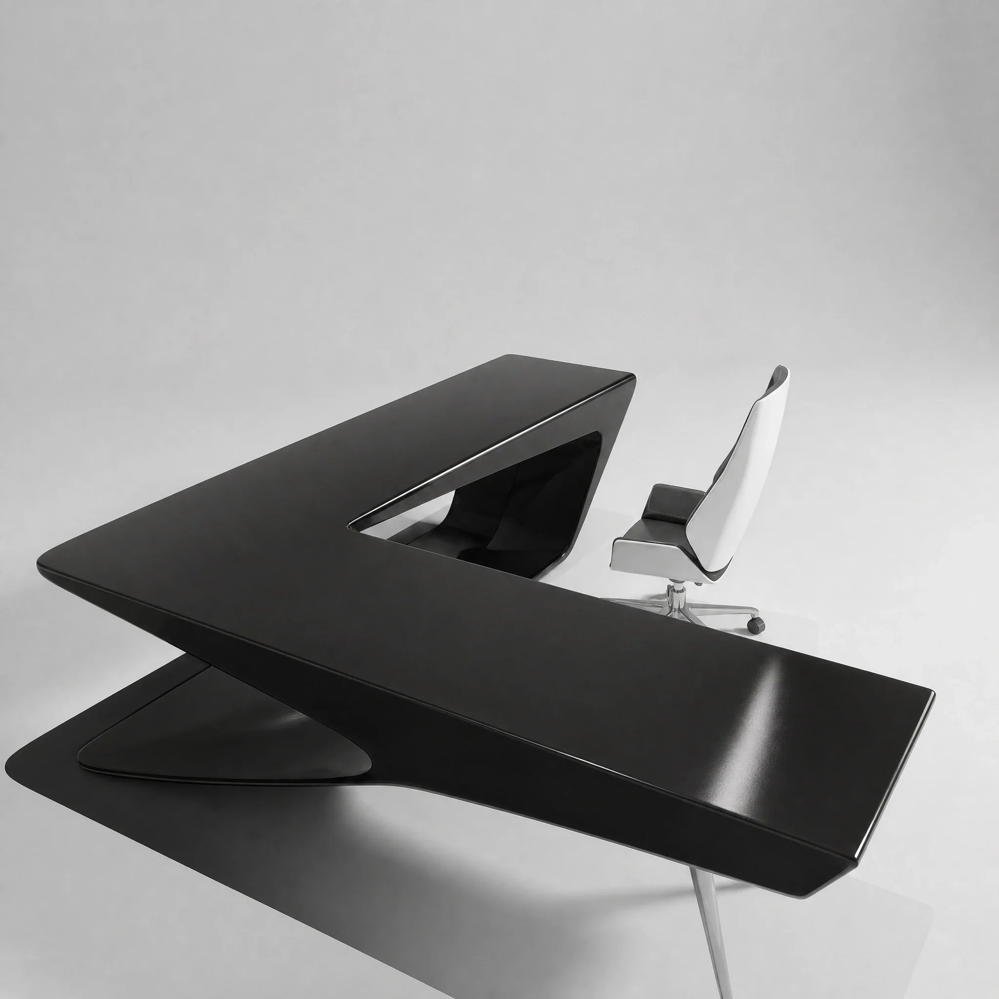 Chevron · White L-Shaped Executive Desk