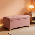 Jelly Pink Velvet Storage Ottoman Bench 15x30 Inches