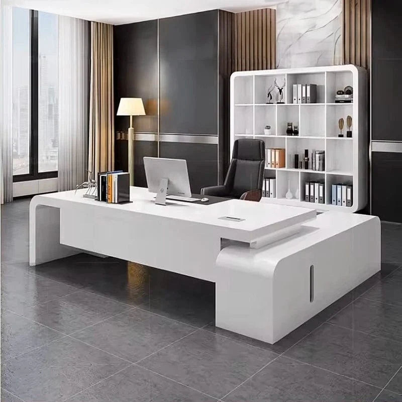 Halcyon · White L-Shaped Executive Desk