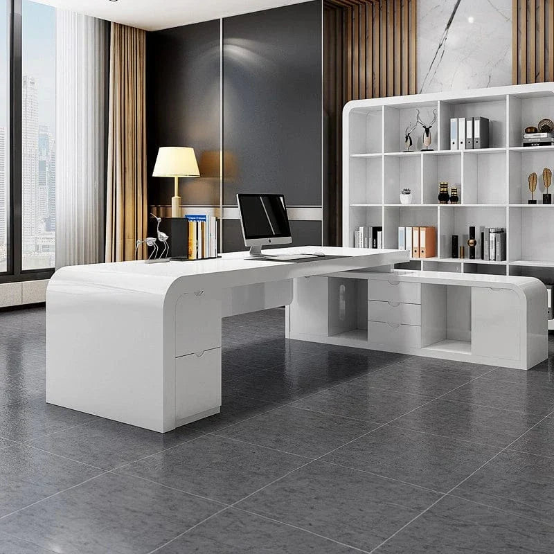 Halcyon · White L-Shaped Executive Desk