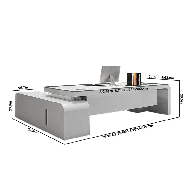 Halcyon · White L-Shaped Executive Desk