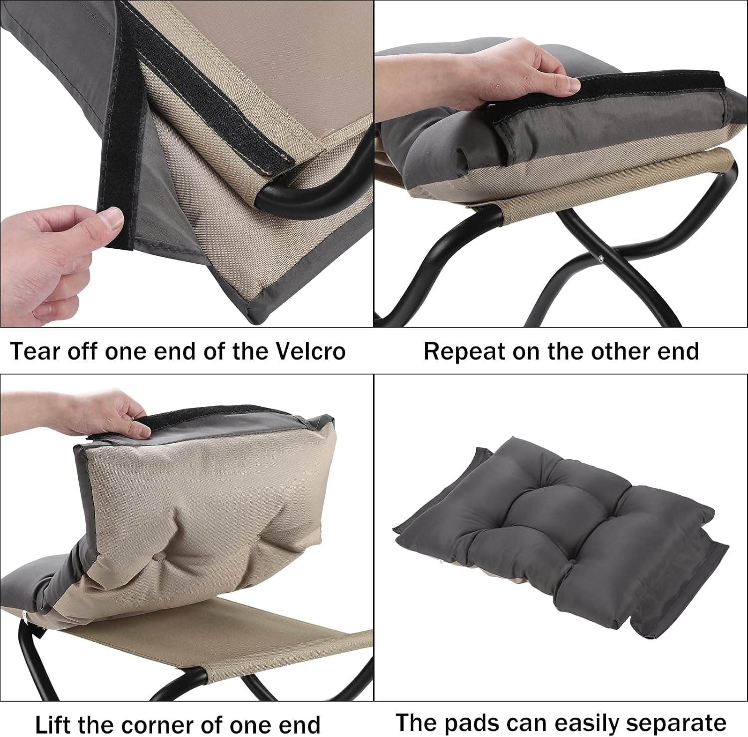 15 Inch Foldable Foot Stool Ottoman Charcoal Gray Washable