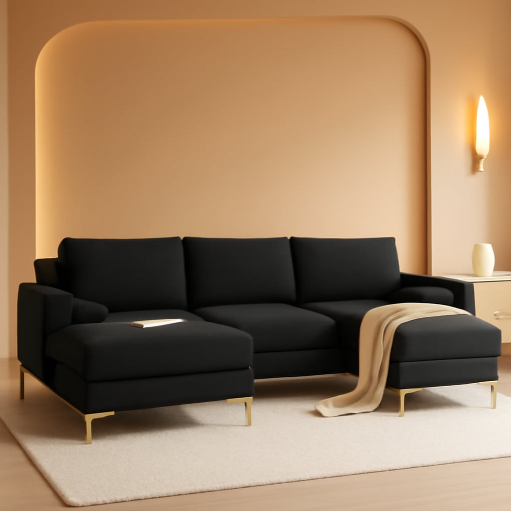 110 Inch Modern U Shaped Sectional Couch With 51 Inch Double Chaise For Living Room Comfort And Style