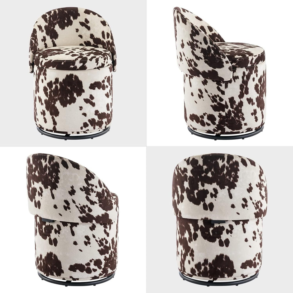 Rotating Brown Storage Ottoman With Hidden Compartment
