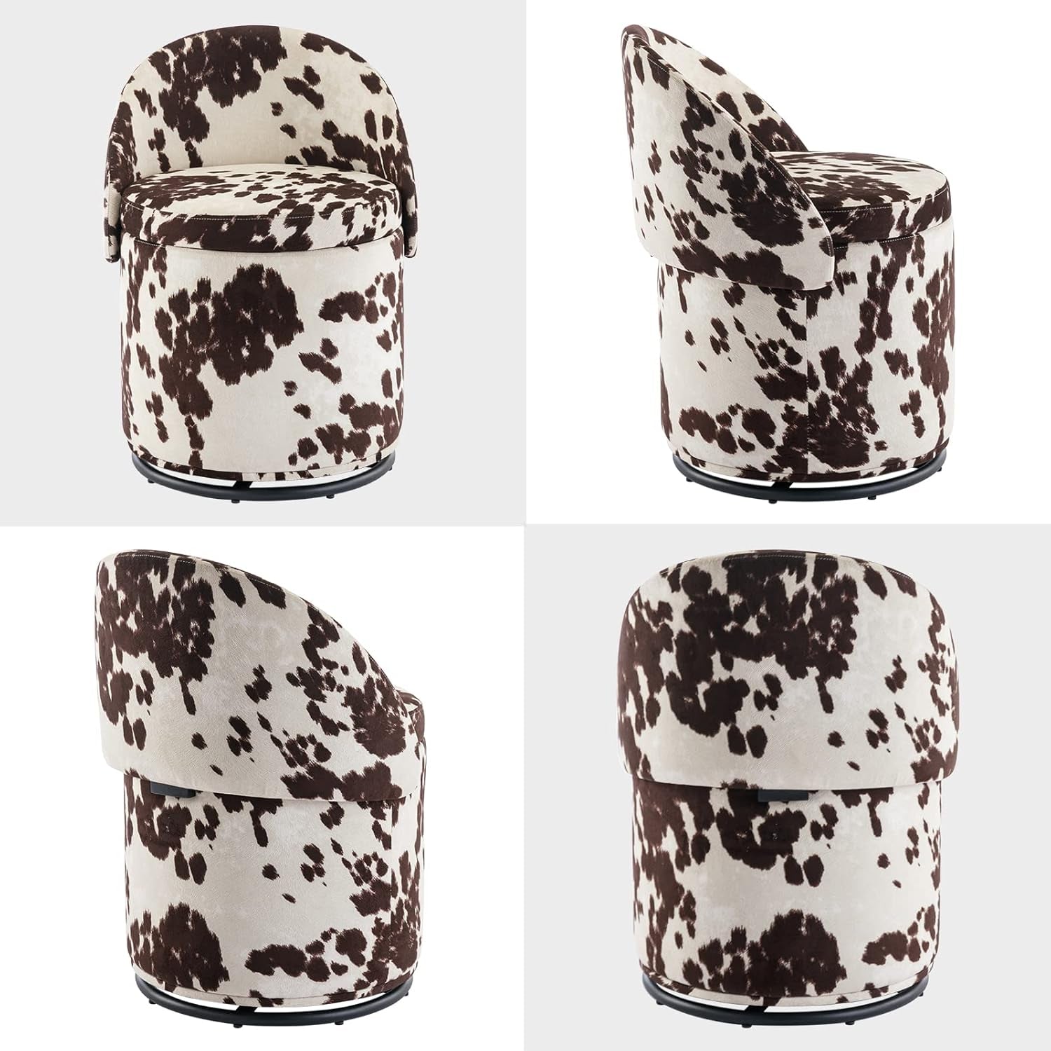 Rotating Brown Storage Ottoman With Hidden Compartment