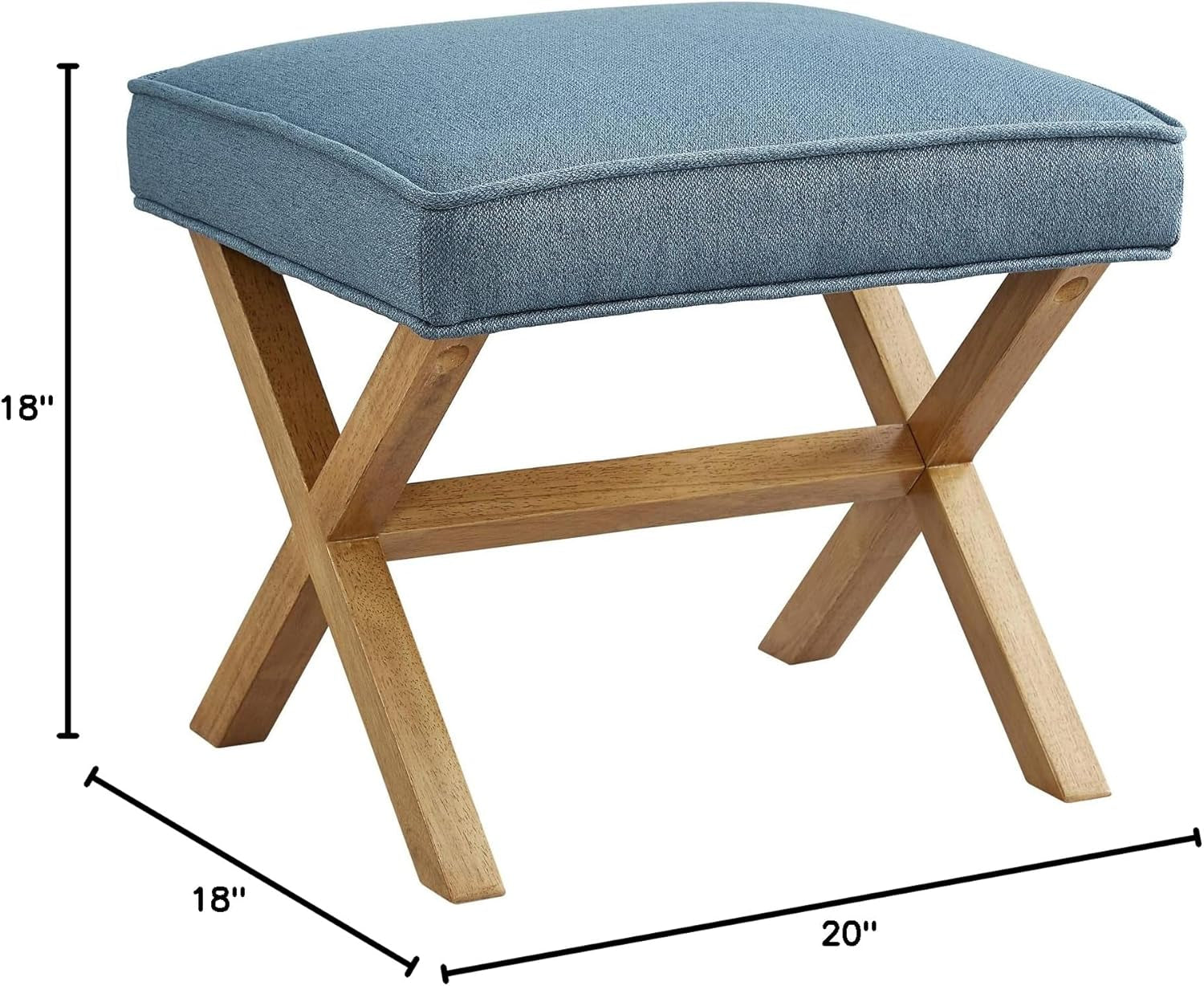 Indigo Blue Upholstered Ottoman Foot Stool 20Wx18Dx18H