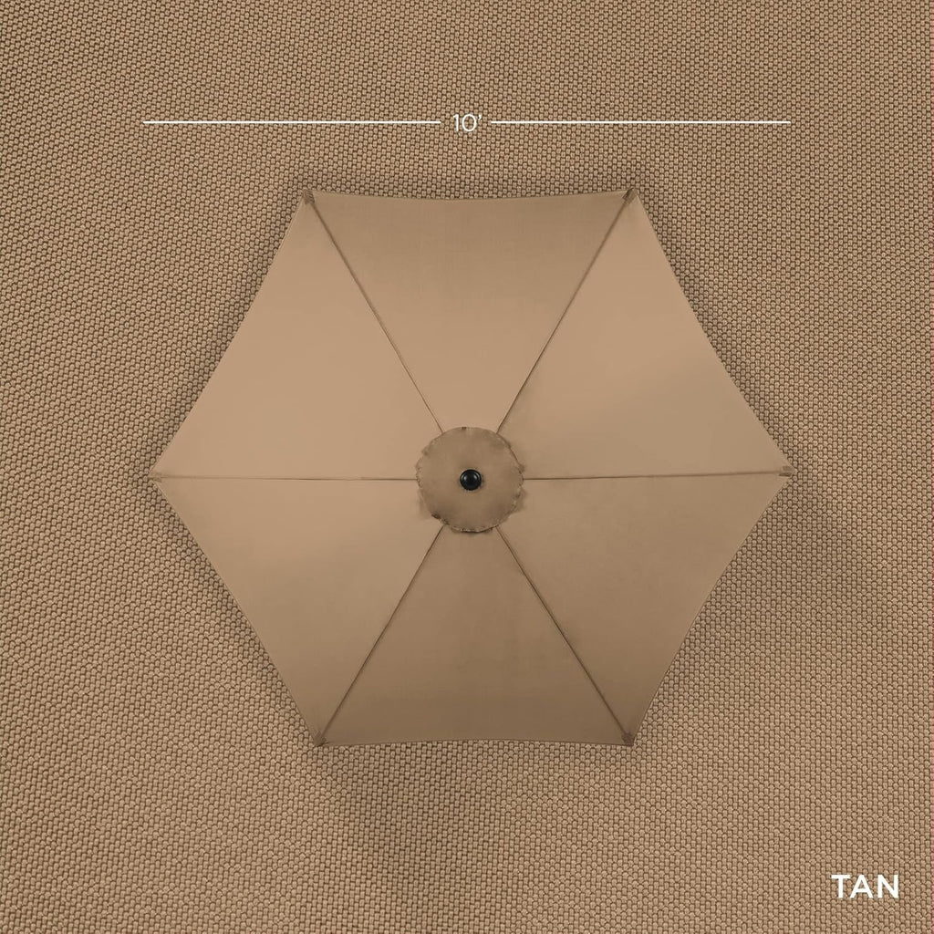 10 Foot Outdoor Steel Polyester Patio Umbrella Tan With Crank Tilt And Table Compatible