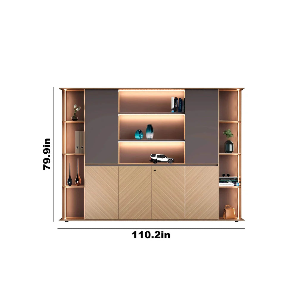 Sona · Office Shelves w/ Lighting & Cabinets