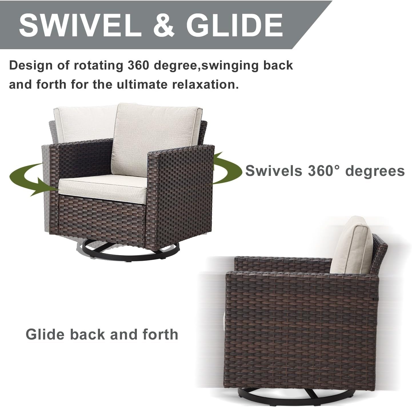 10 Piece Outdoor Sectional Sofa Set with Swivel Chairs