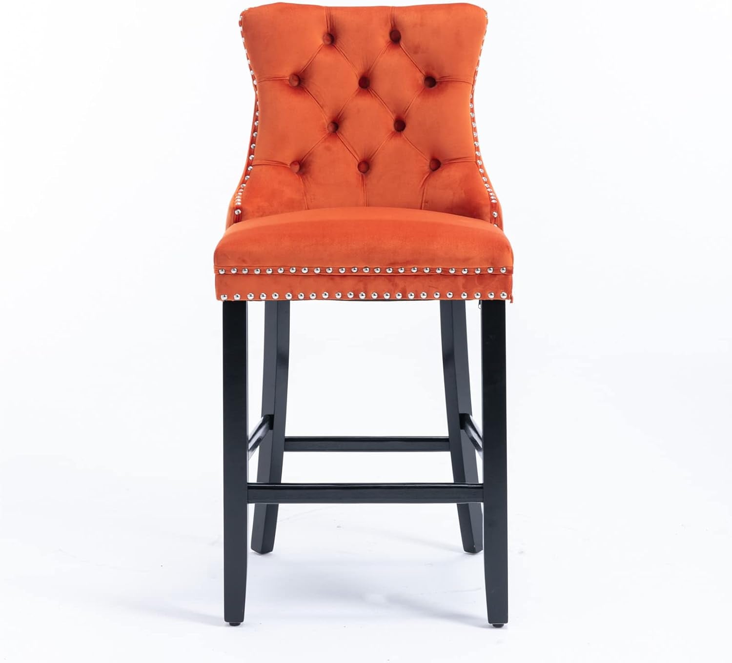 Wingback Velvet Bar Stools Set Of Two Orange Counter Height
