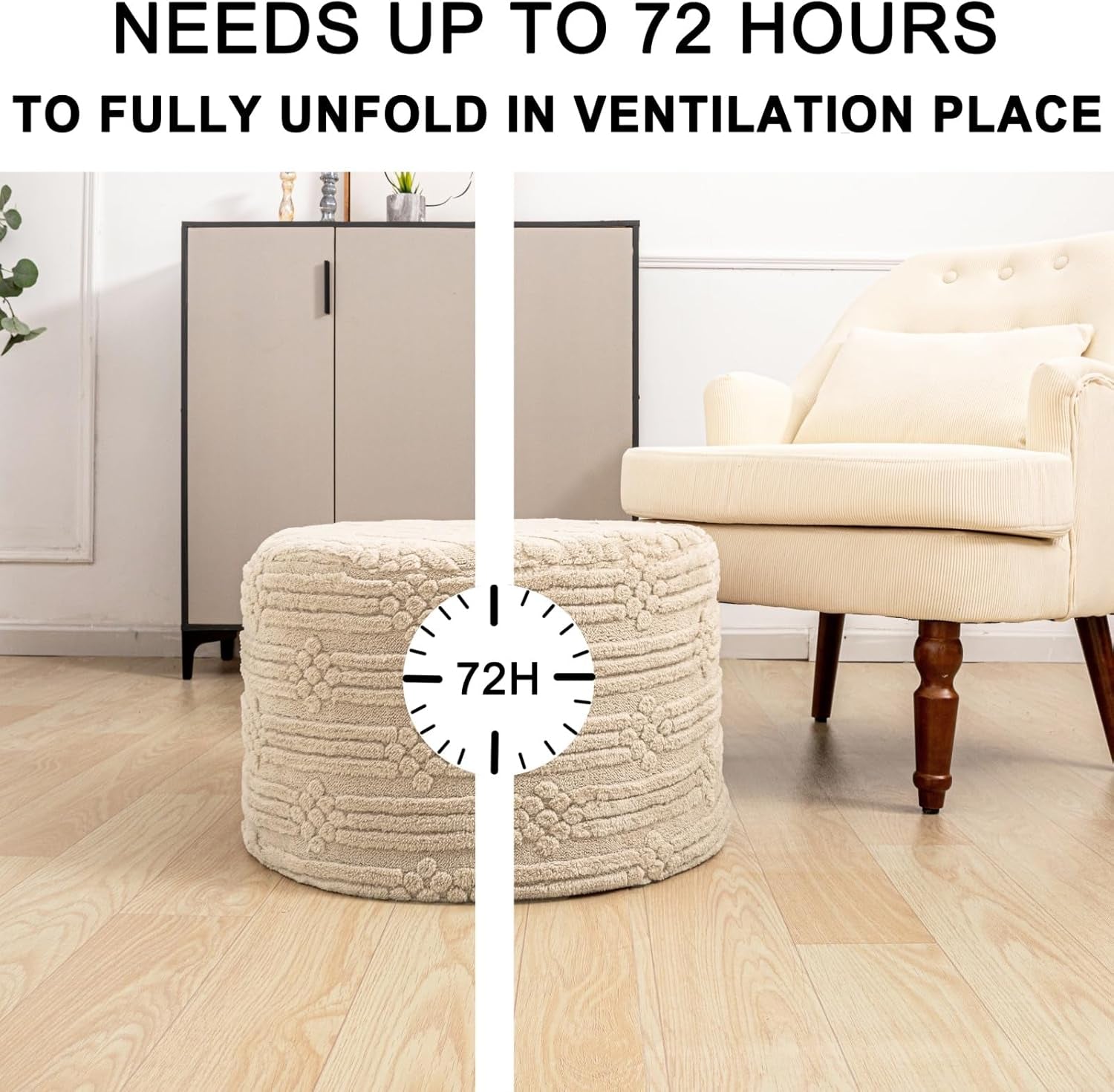 Ultra Plush Floor Pouf Ottoman Foot Rest Light Coffee