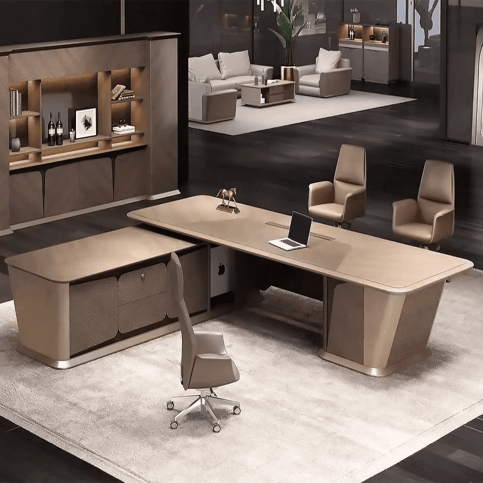 Cognac · Executive Desk w/ Mobile Storage
