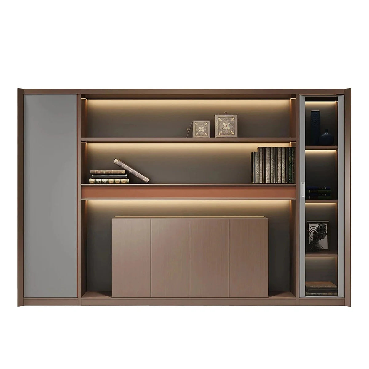 Kaelios · Office Shelves w/ Lighting & Storage