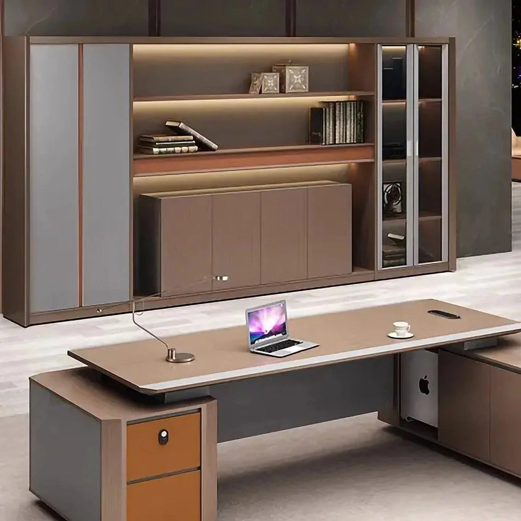 Kaelios · Office Shelves w/ Lighting & Storage