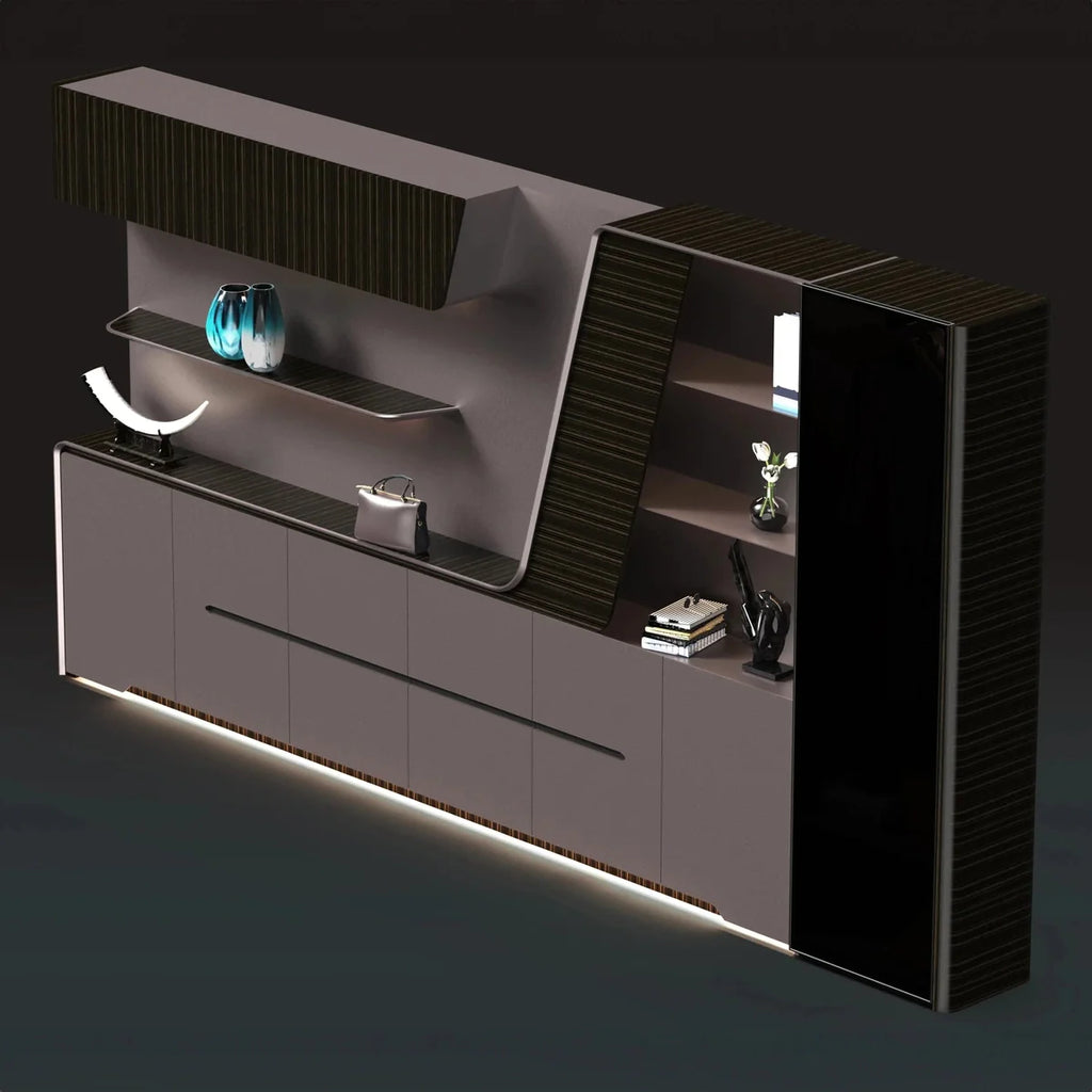 Velor · Modern Office Shelves w/ Lighting & Storage