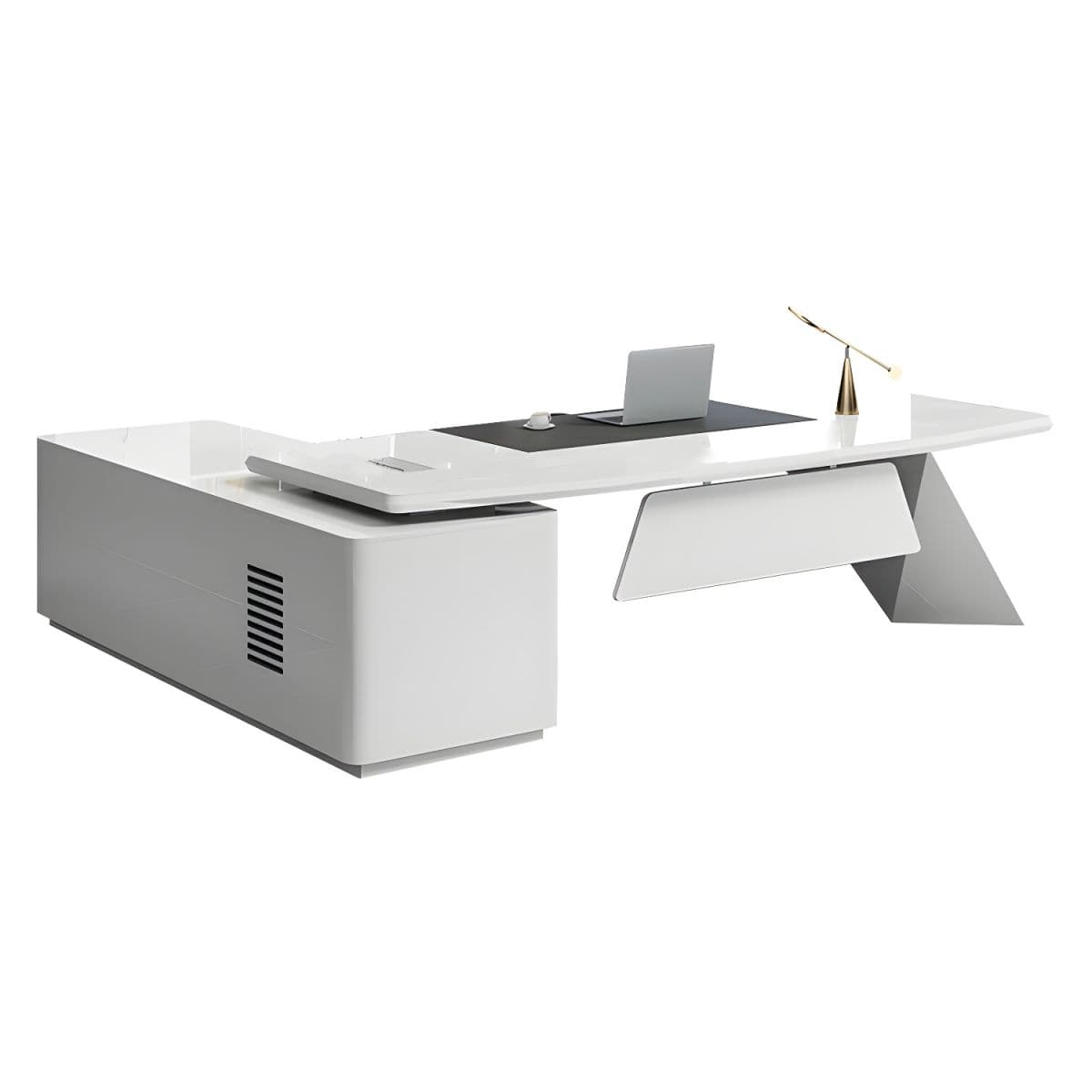 Turing · White L-Shaped Executive Desk