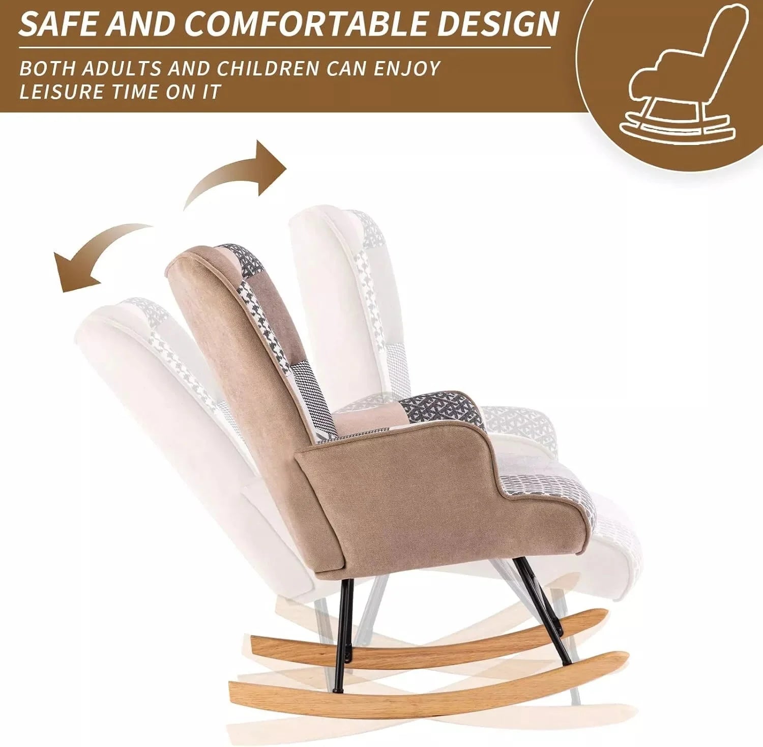 Nursery Modern Cushioned Rocking Armchair
