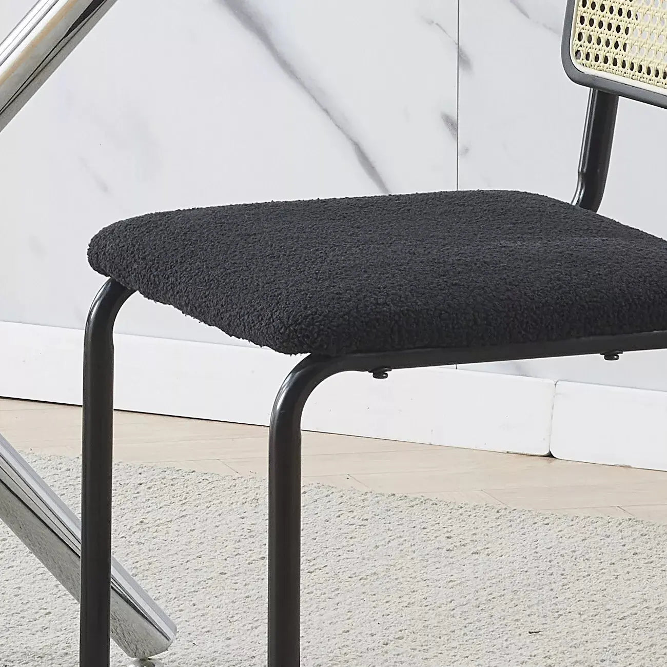Black Mid Century Rattan Dining Chair (Set of 2)
