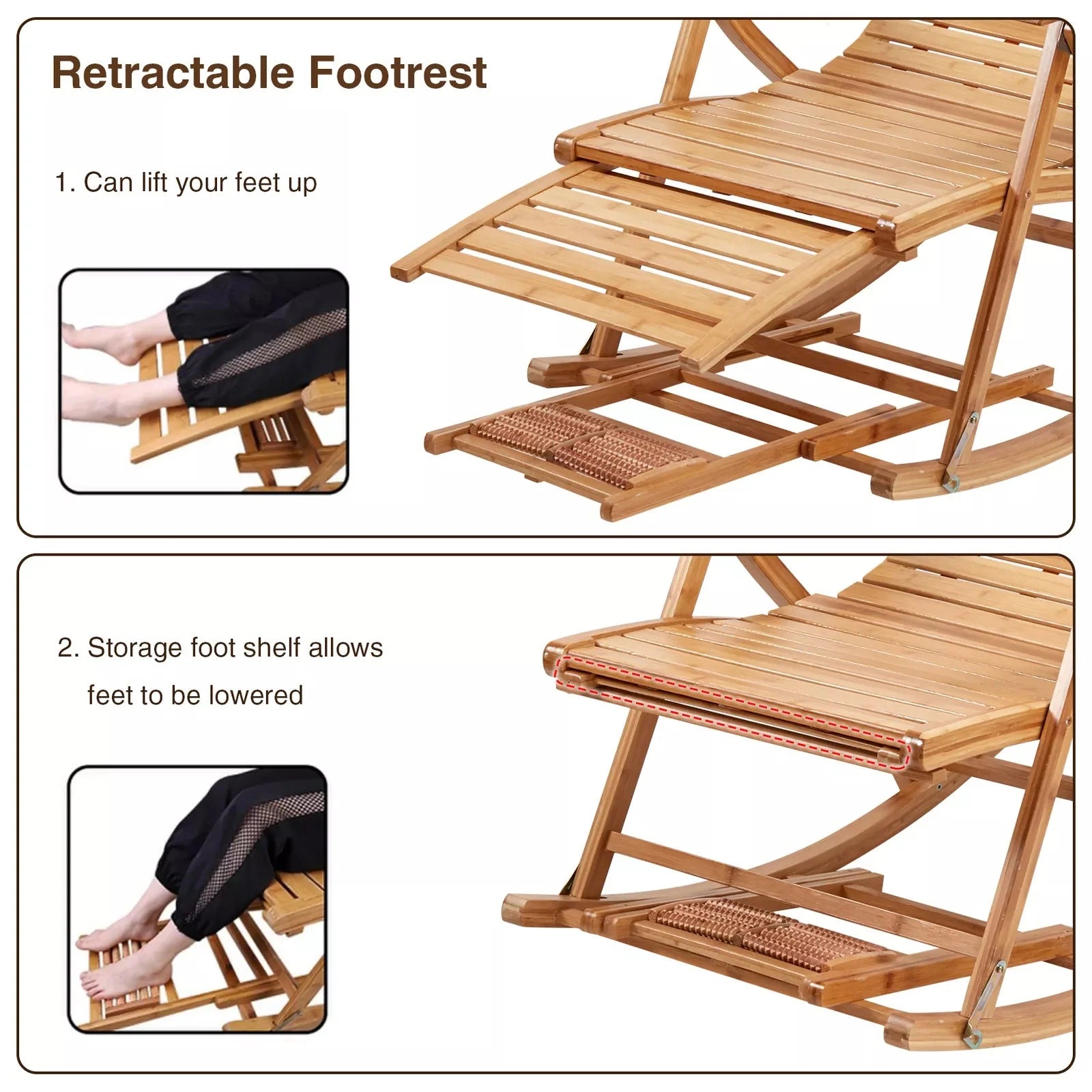 Bamboo Foldable Rocking Chair