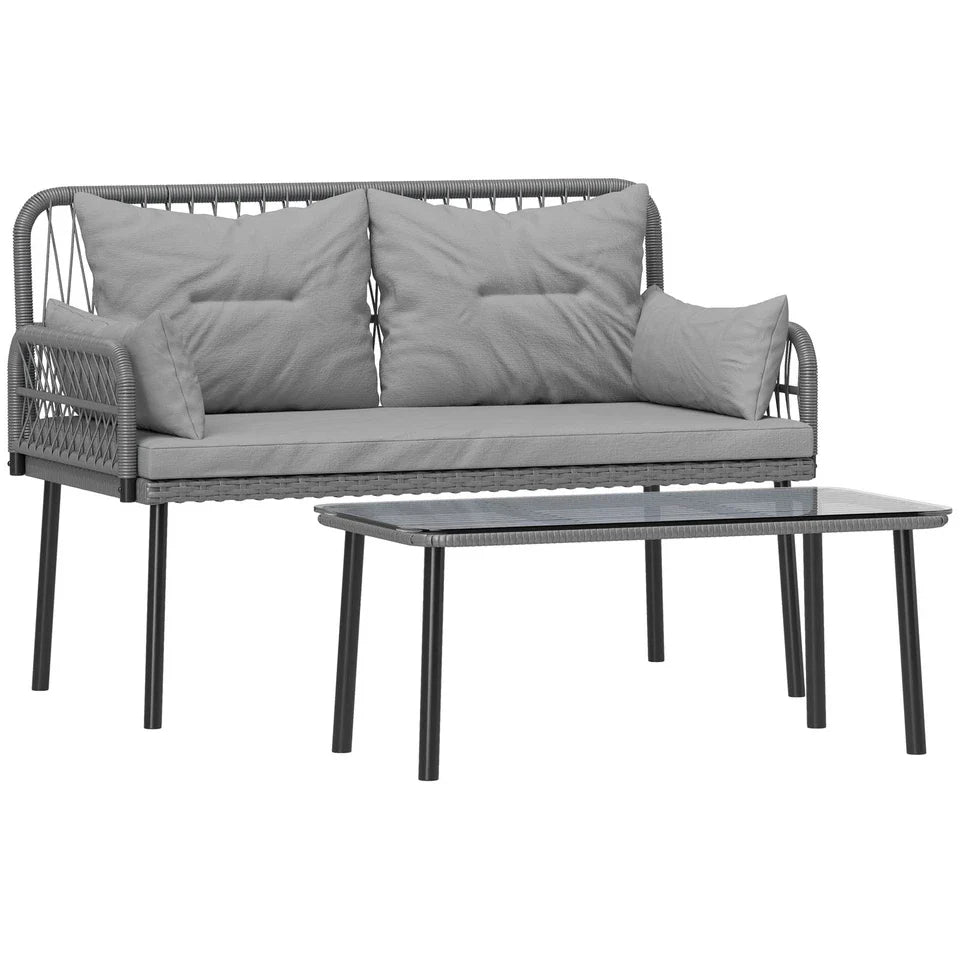 2 Piece Wicker Outdoor Patio Couch Set