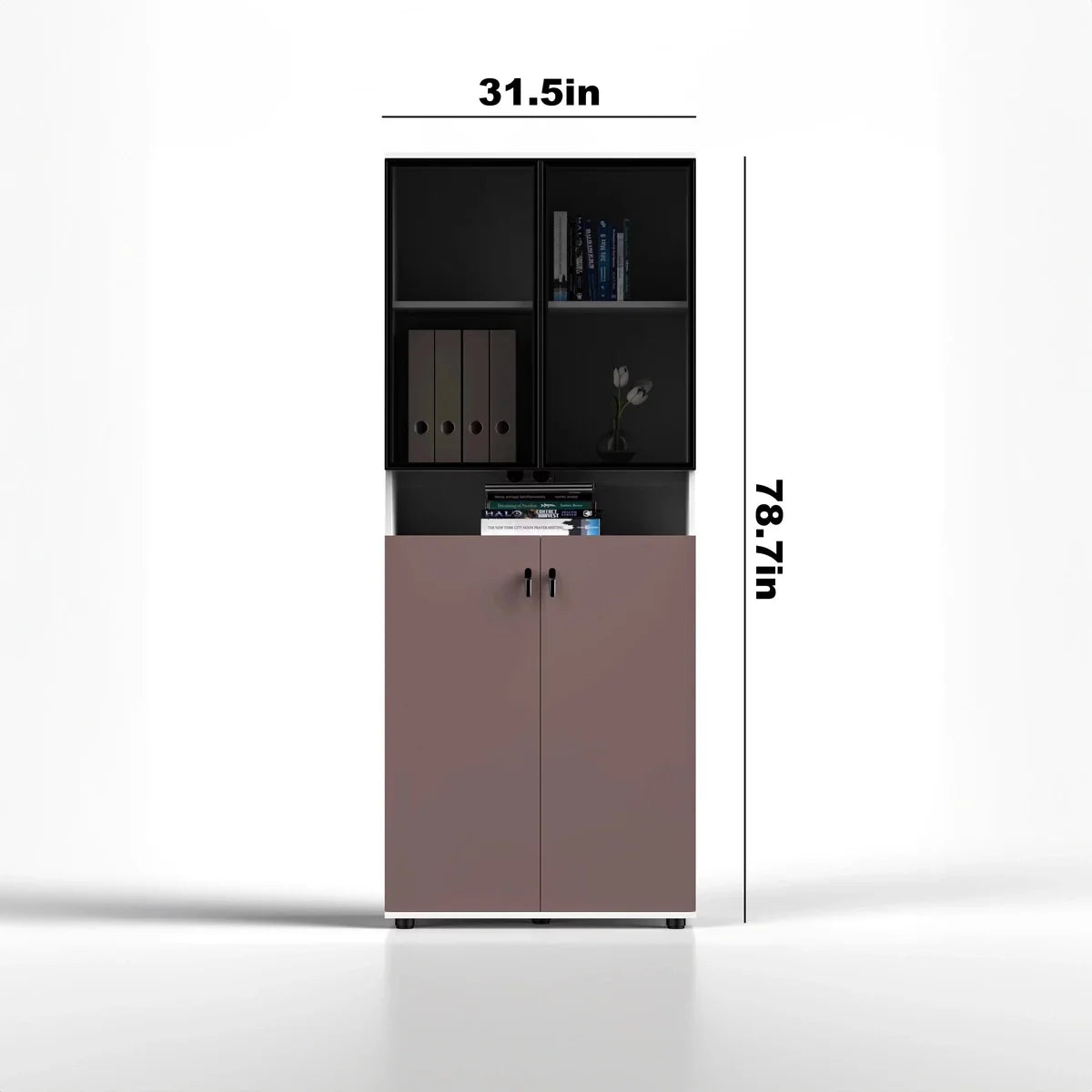 Tosca · Office Cabinet w/ Glass Panel Display Shelves